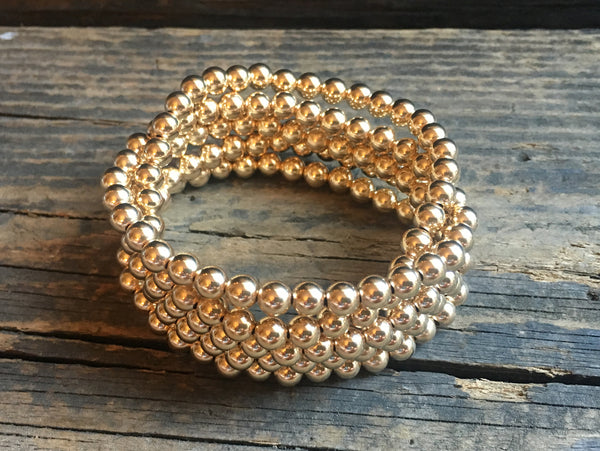 5MM Gold Filled Ball Bracelet on Stretch Cord