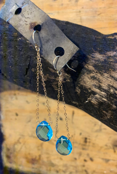 Aquamarine Chain Earrings
