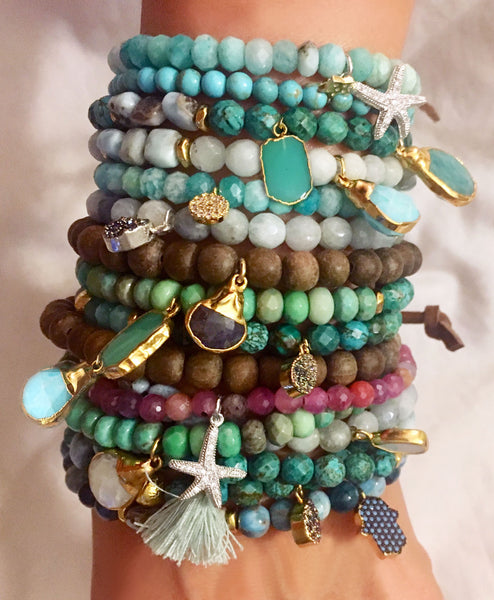 Stacked Mix and Match Bracelets with Dangles