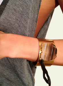 Brass Cuff with Brown Agate